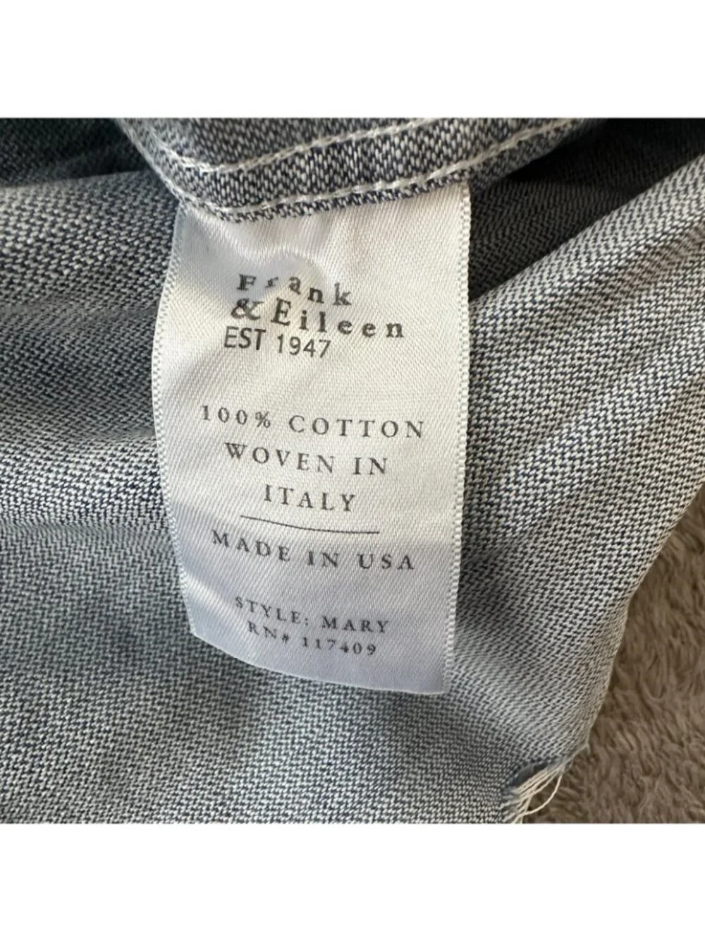 Frank & Eileen Mary Shirt Dress XL Distressed Button Down Vintage Stonewash - Picture 8 of 8
